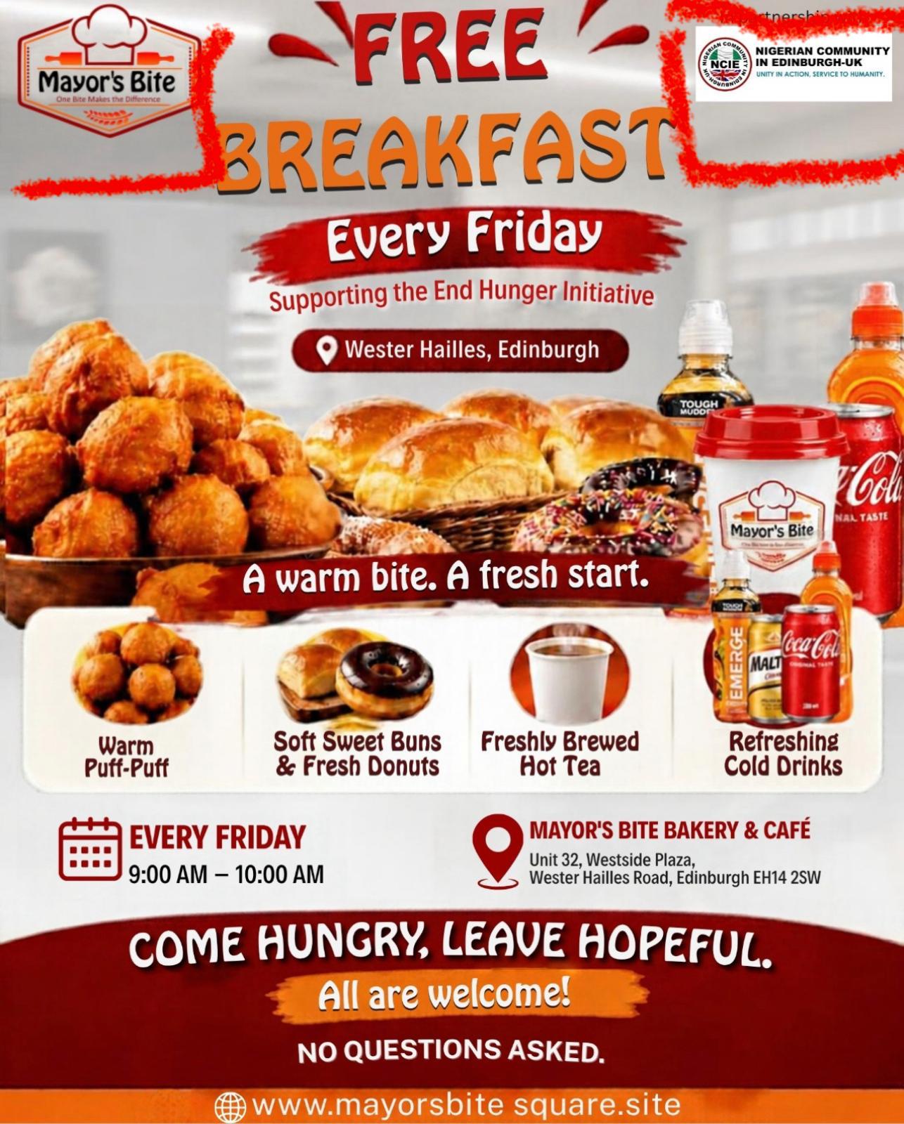 Free Breakfast Friday – Mayor’s Bite & NCIE-UK | End Hunger Initiative